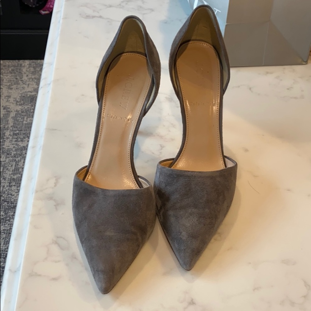 JCrew women’s grey suede D’orsay pump
